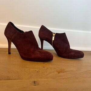 LK Bennett Burgundy Suade Doris Booties, 38.5